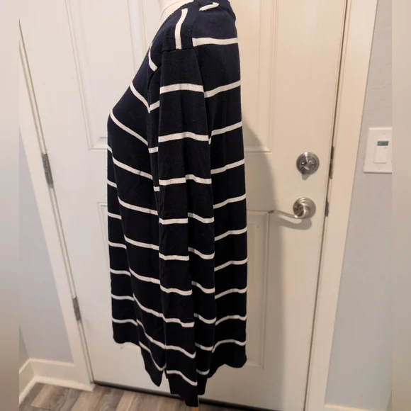 41 HAWTHORN Aubree Striped Crew Neck Sweater Navy and White Plus Size 2X - Picture 5 of 11